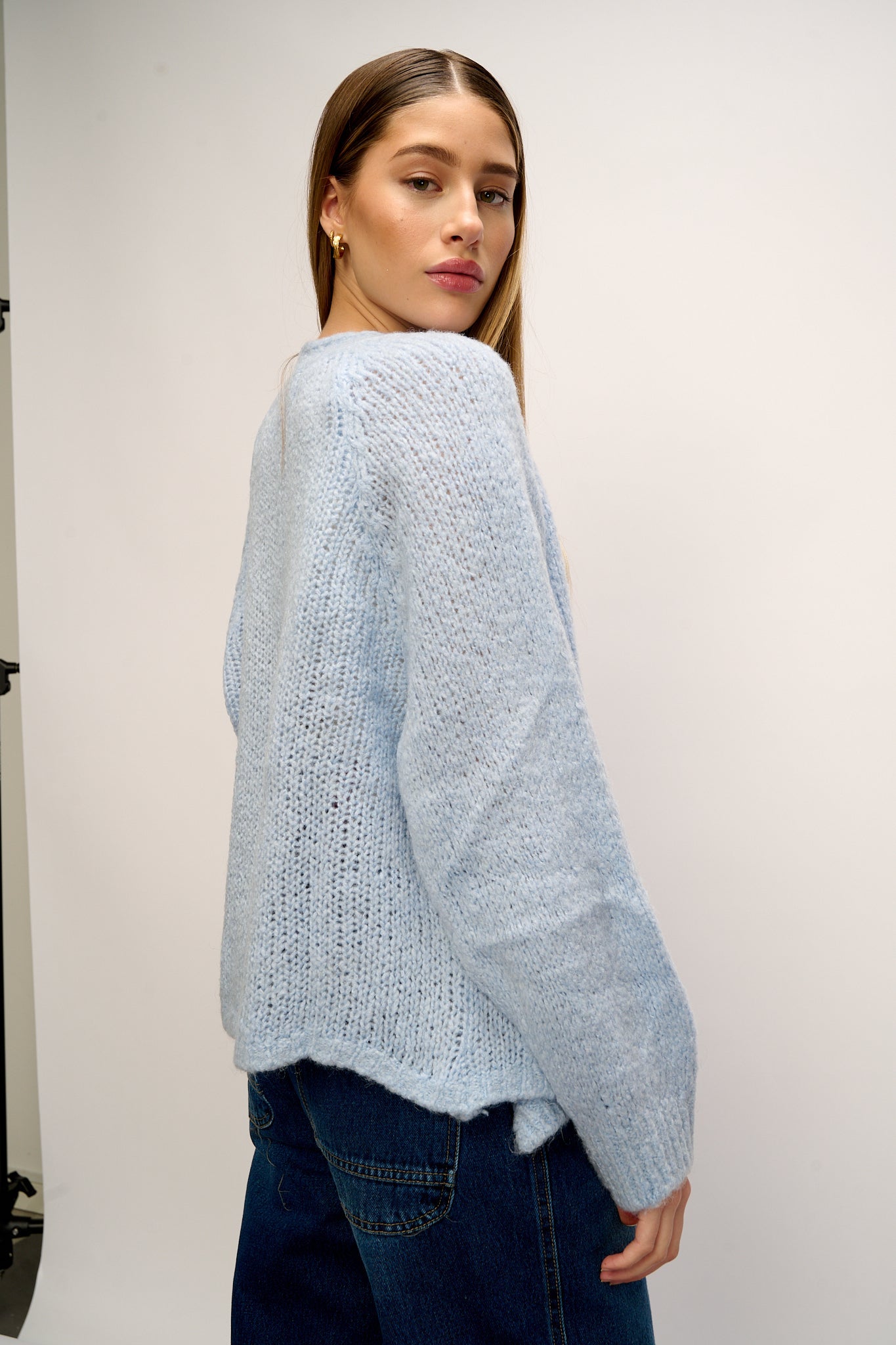 Fora Knit Cardigan Lightblue