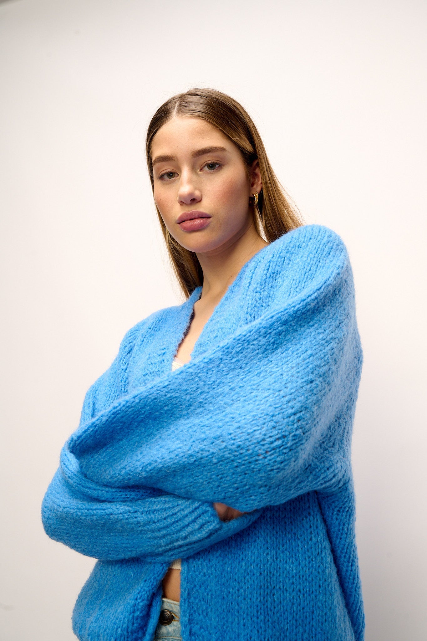 Fora Knit Cardigan Blue