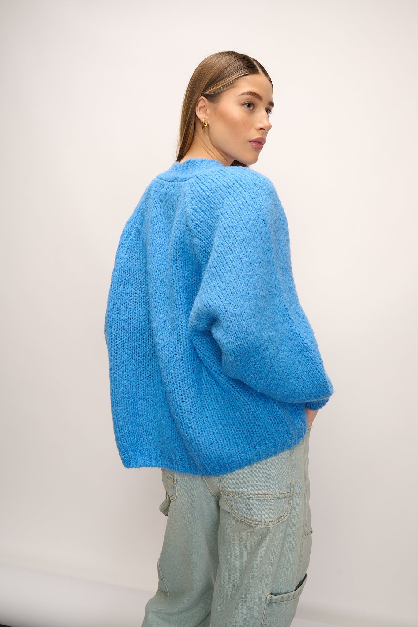 Fora Knit Cardigan Blue