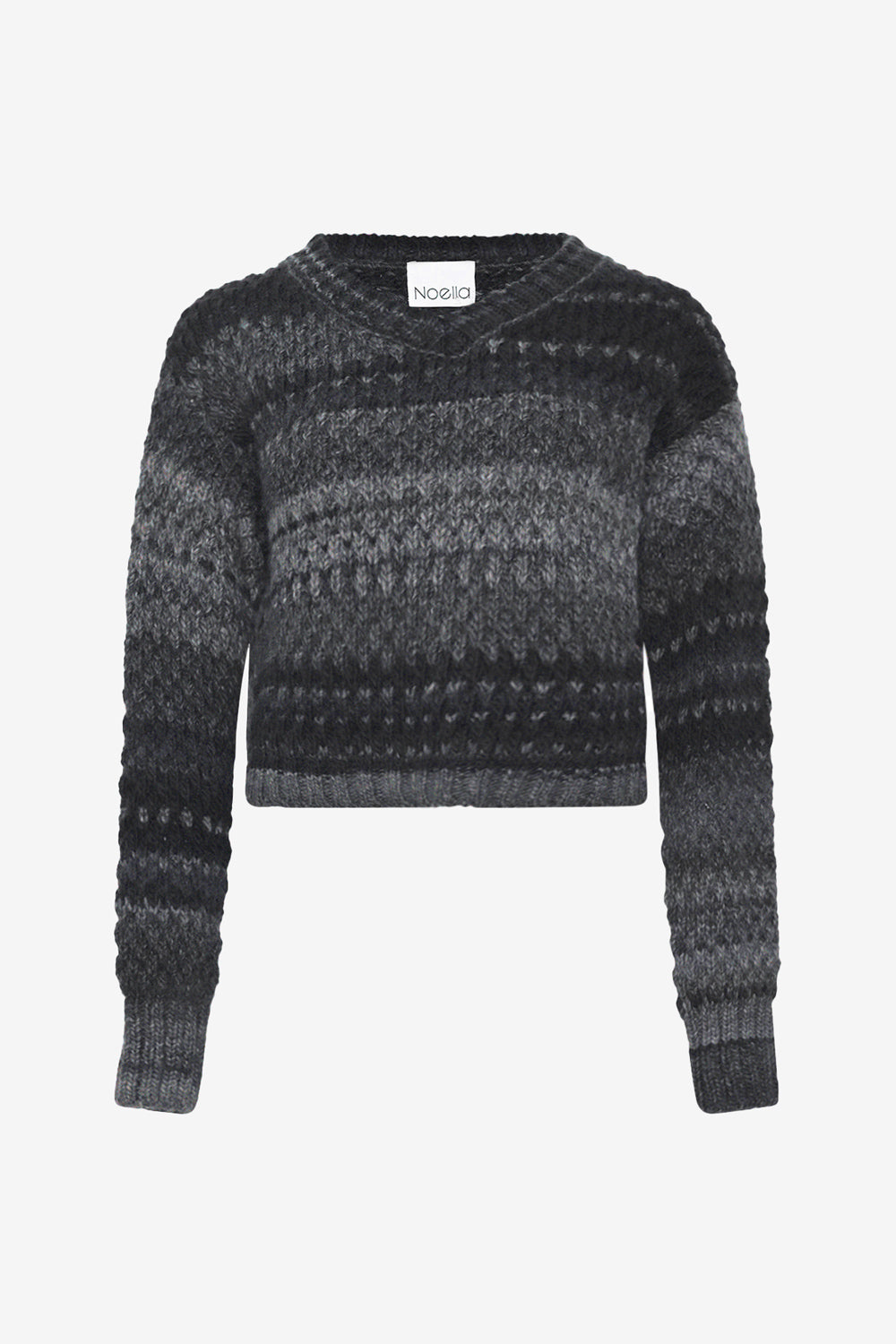 Noellas Gio Knit V-neck Black Mix. Køb Striktrøjer hos www.noellafashion.dk
