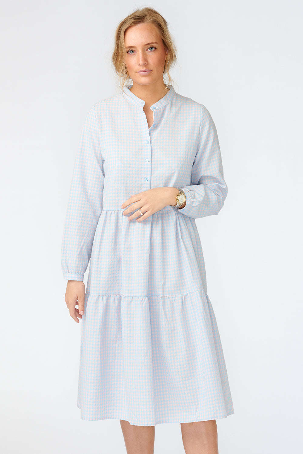 Lipe Dress Cotton Checks CN Rose/light blue Checks