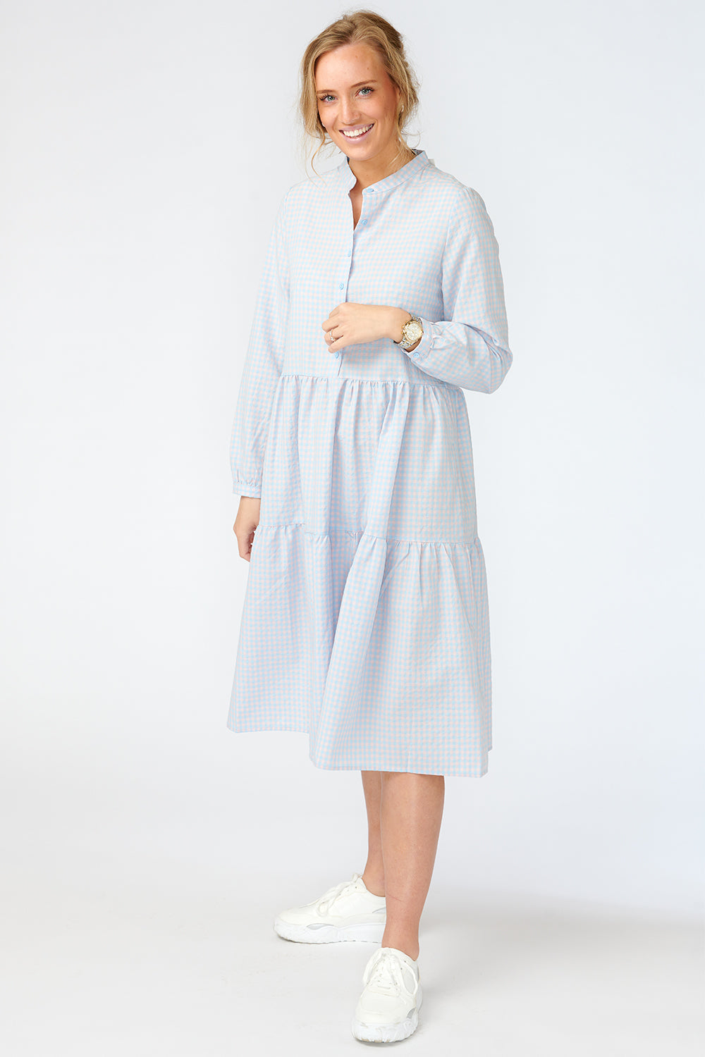 Lipe Dress Cotton Checks CN Rose/light blue Checks