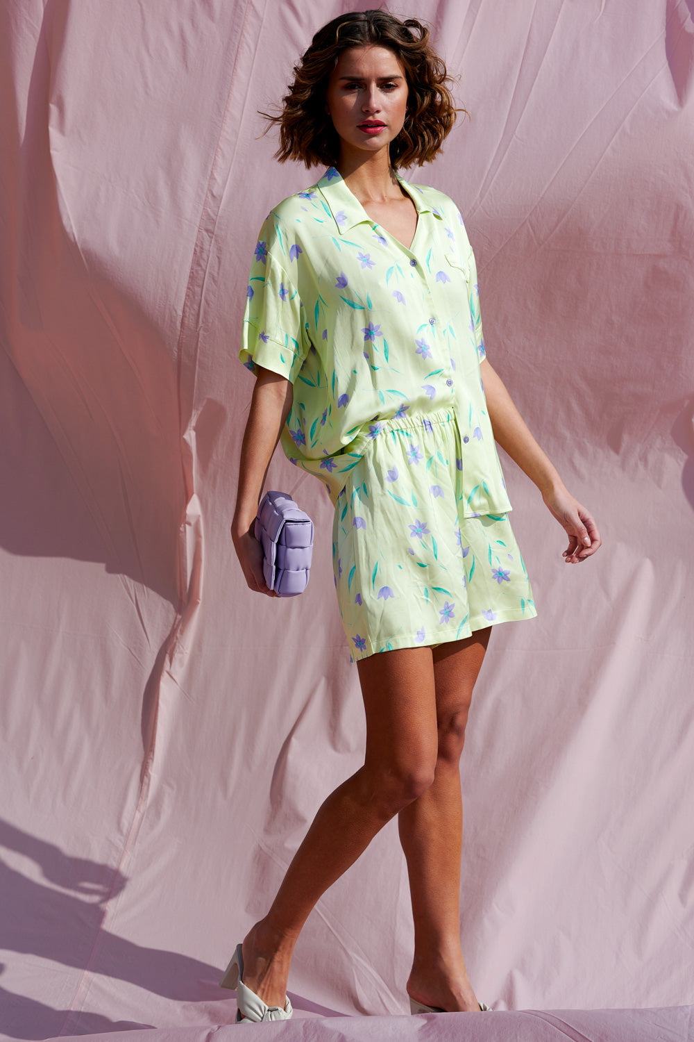 Micha Sh.Sl. Shirt Offwhite w. Flowers