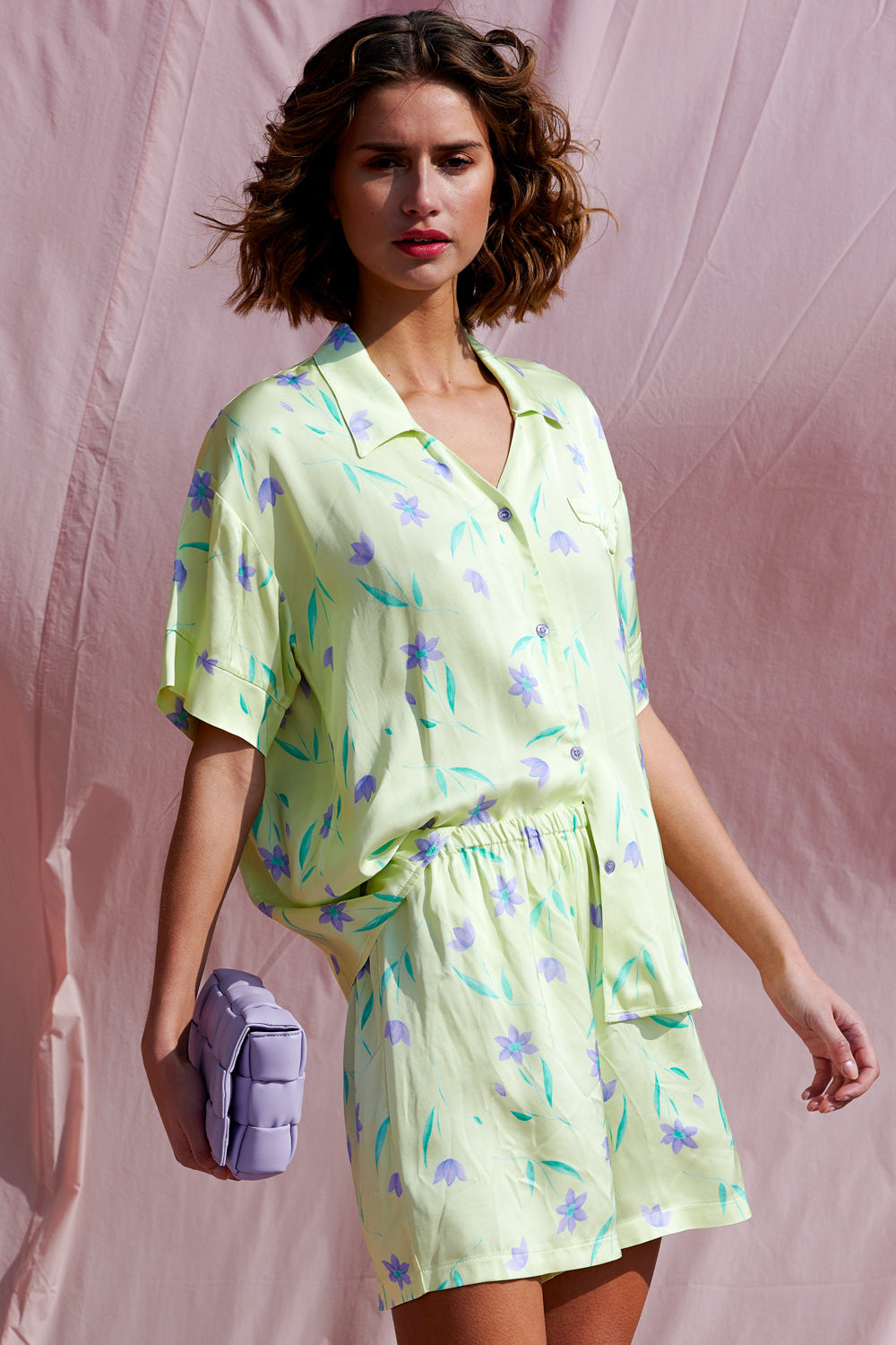 Micha Sh.Sl. Shirt Offwhite w. Flowers