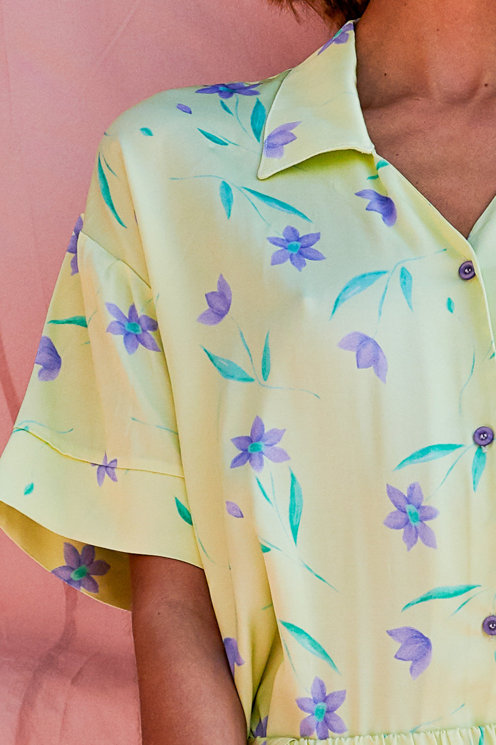Micha Sh.Sl. Shirt Offwhite w. Flowers
