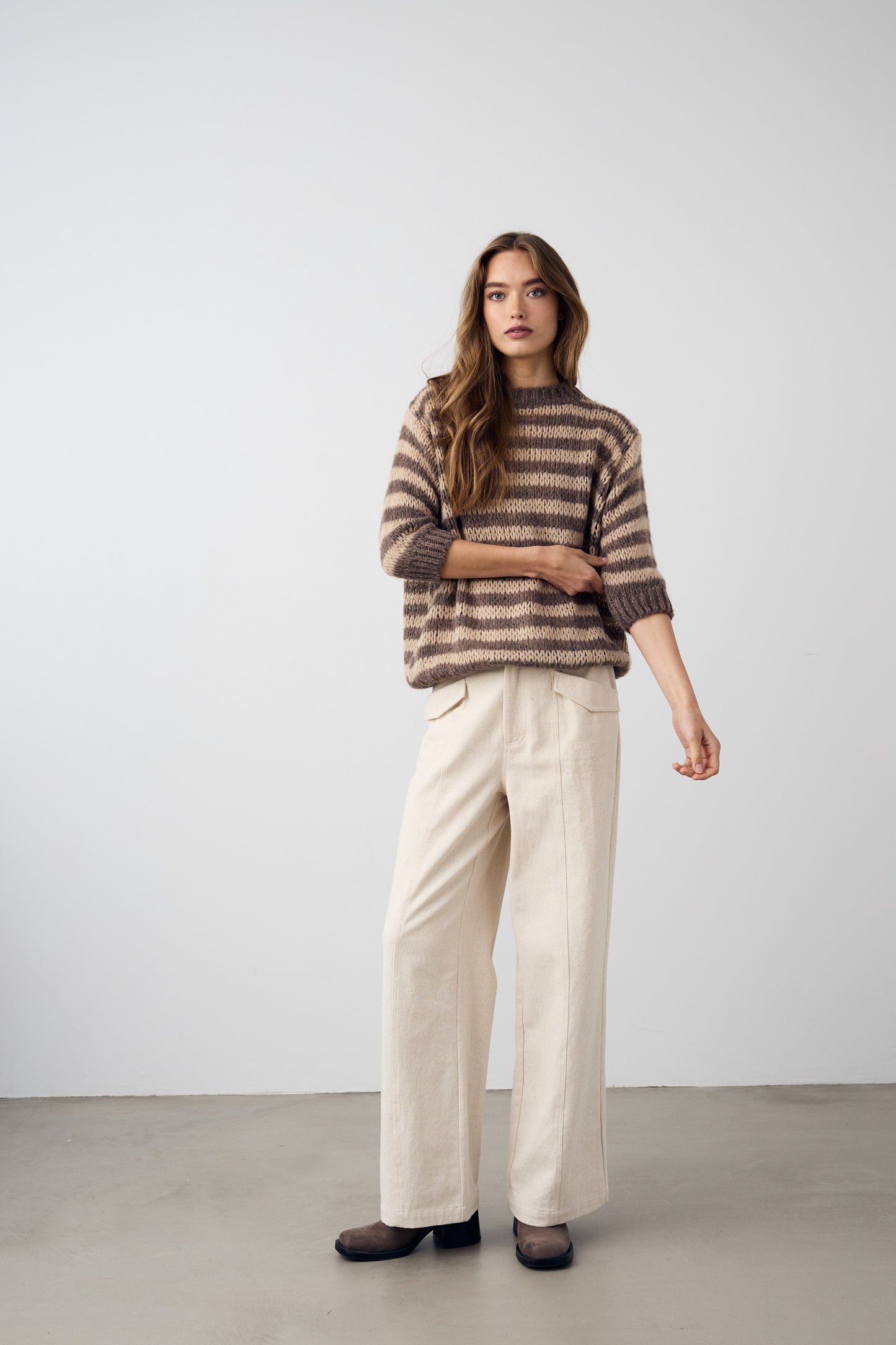 Lyla Knit Camryn Coffee stripe