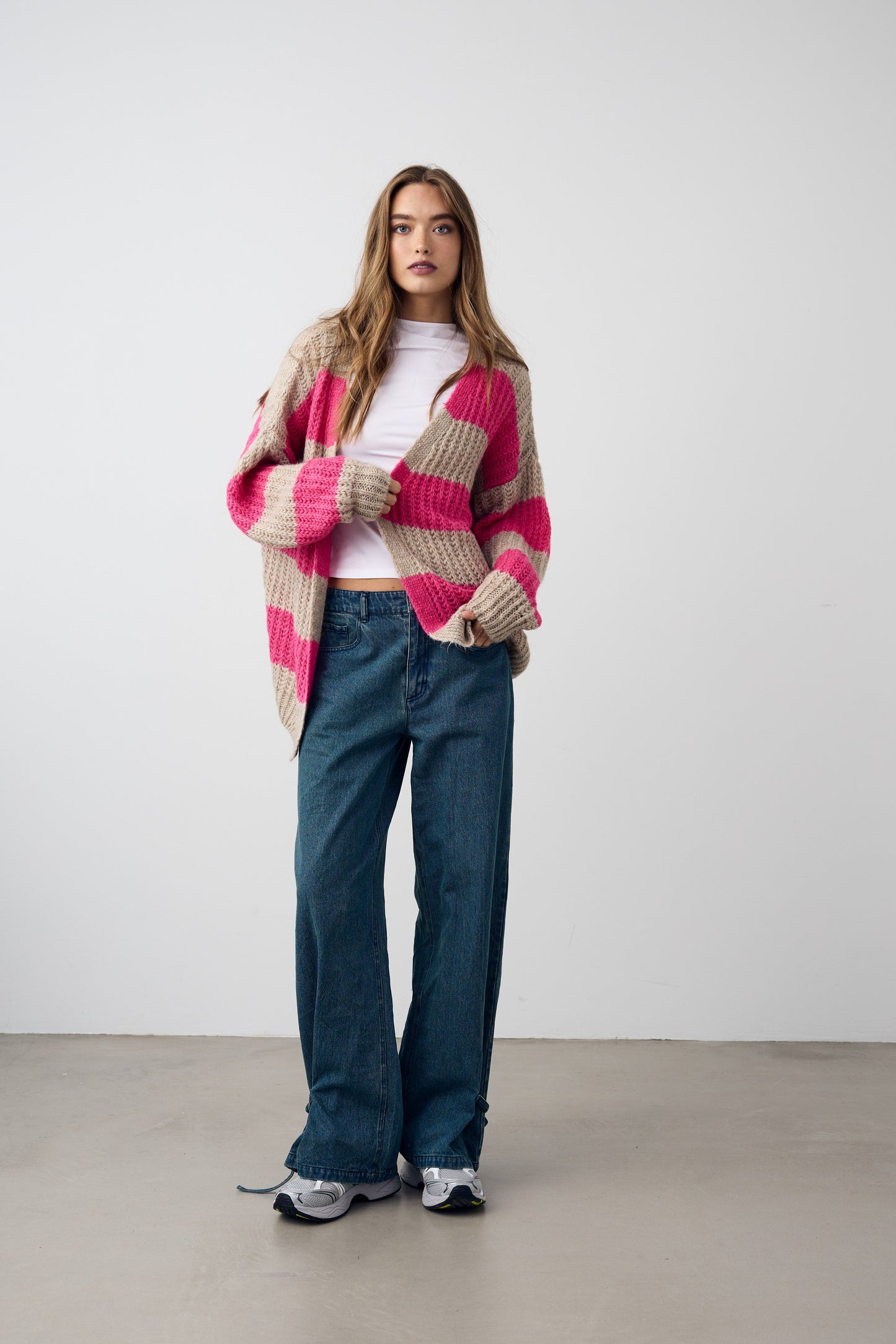 Noellas Lily Knit Cardigan Clementine stripe.