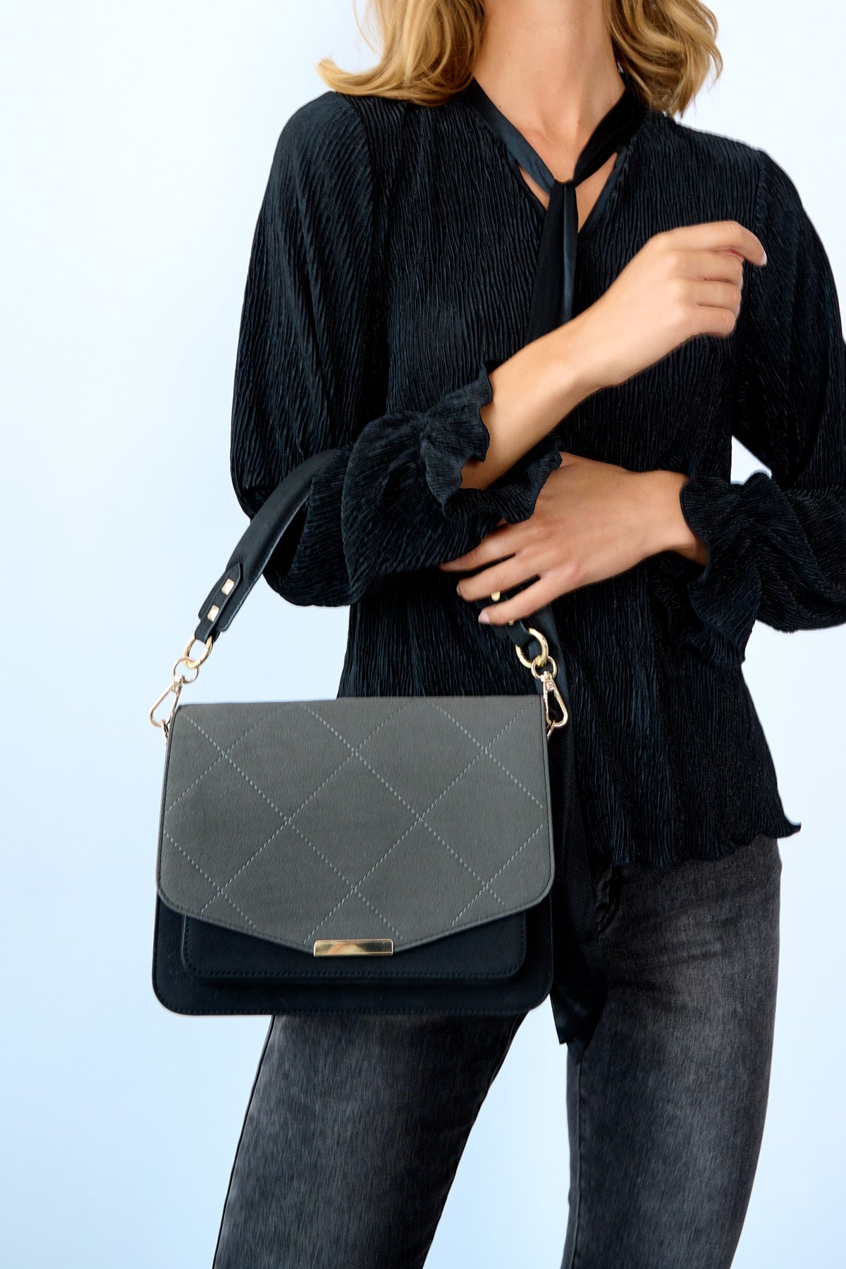 Blanca Multi Compartment Bag Dark Grey/Black