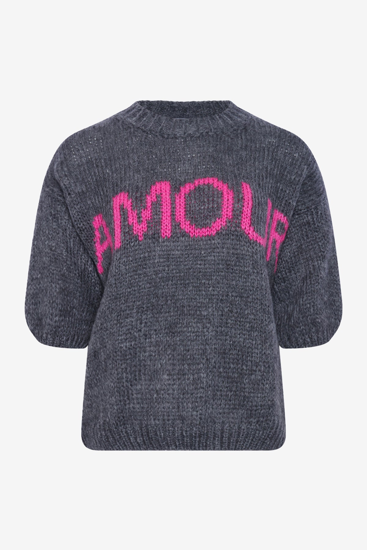 Noellas Amour Knit Dark Grey Pink Combo. Køb Striktrøjer hos www.noellafashion.dk
