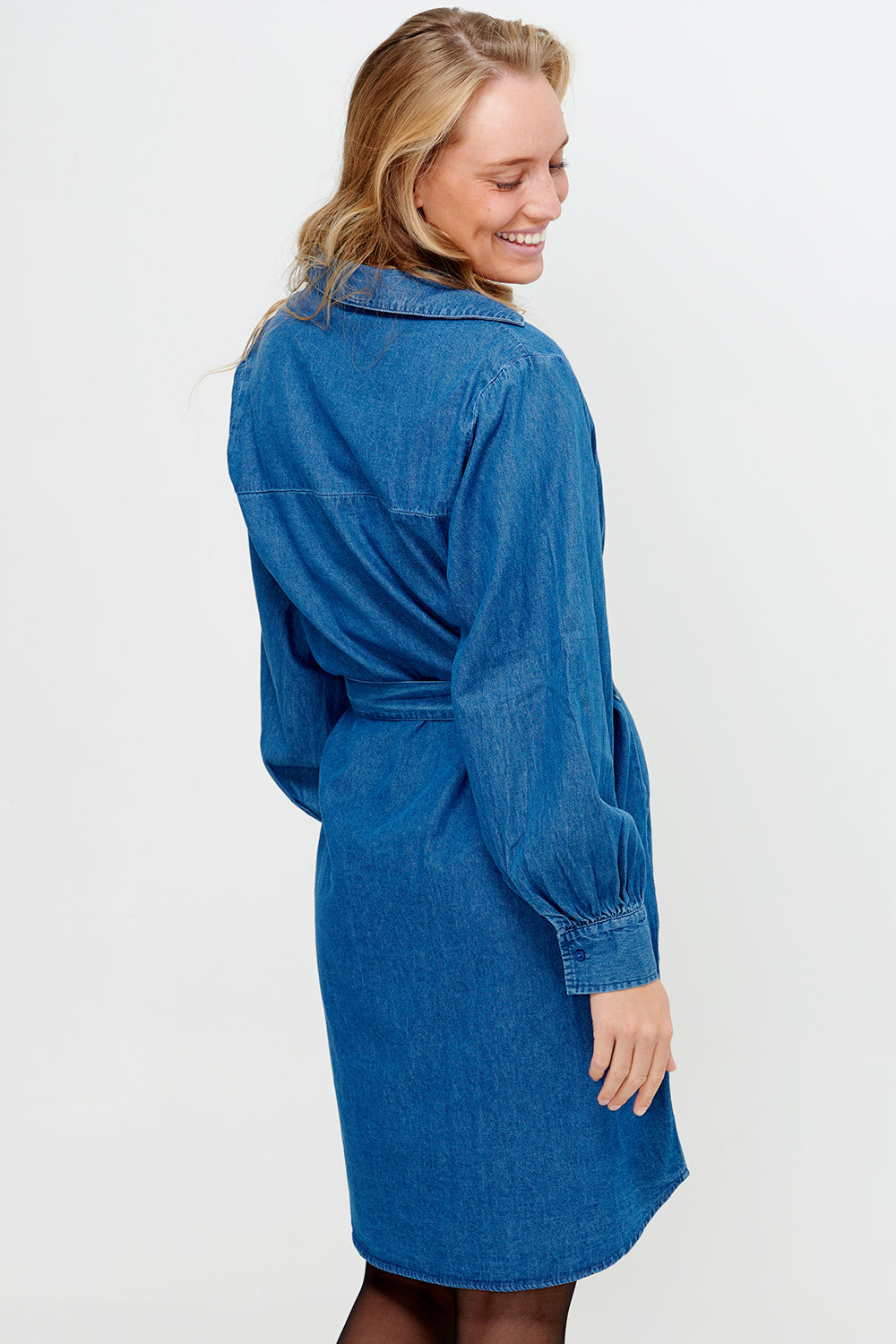 Anika Shirt Dress Cotton Denim Dark Blue