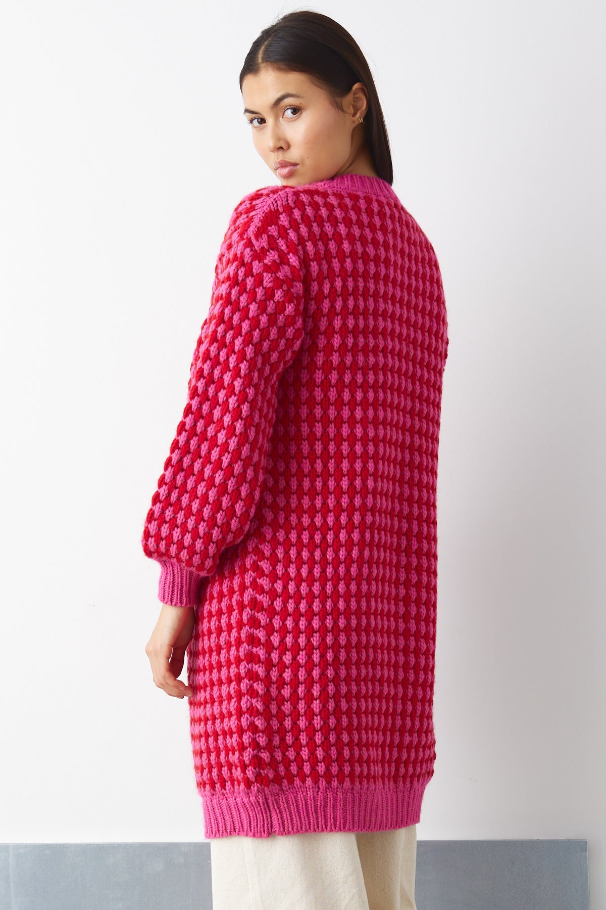 Gio Knit Cardigan Pink Red Mix