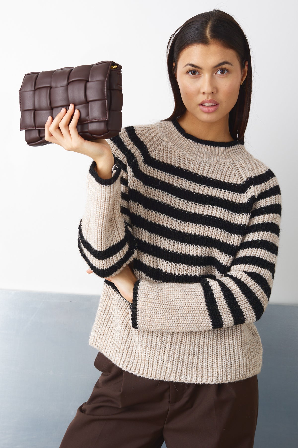 Juliette Knit Black/Sugar Stripe