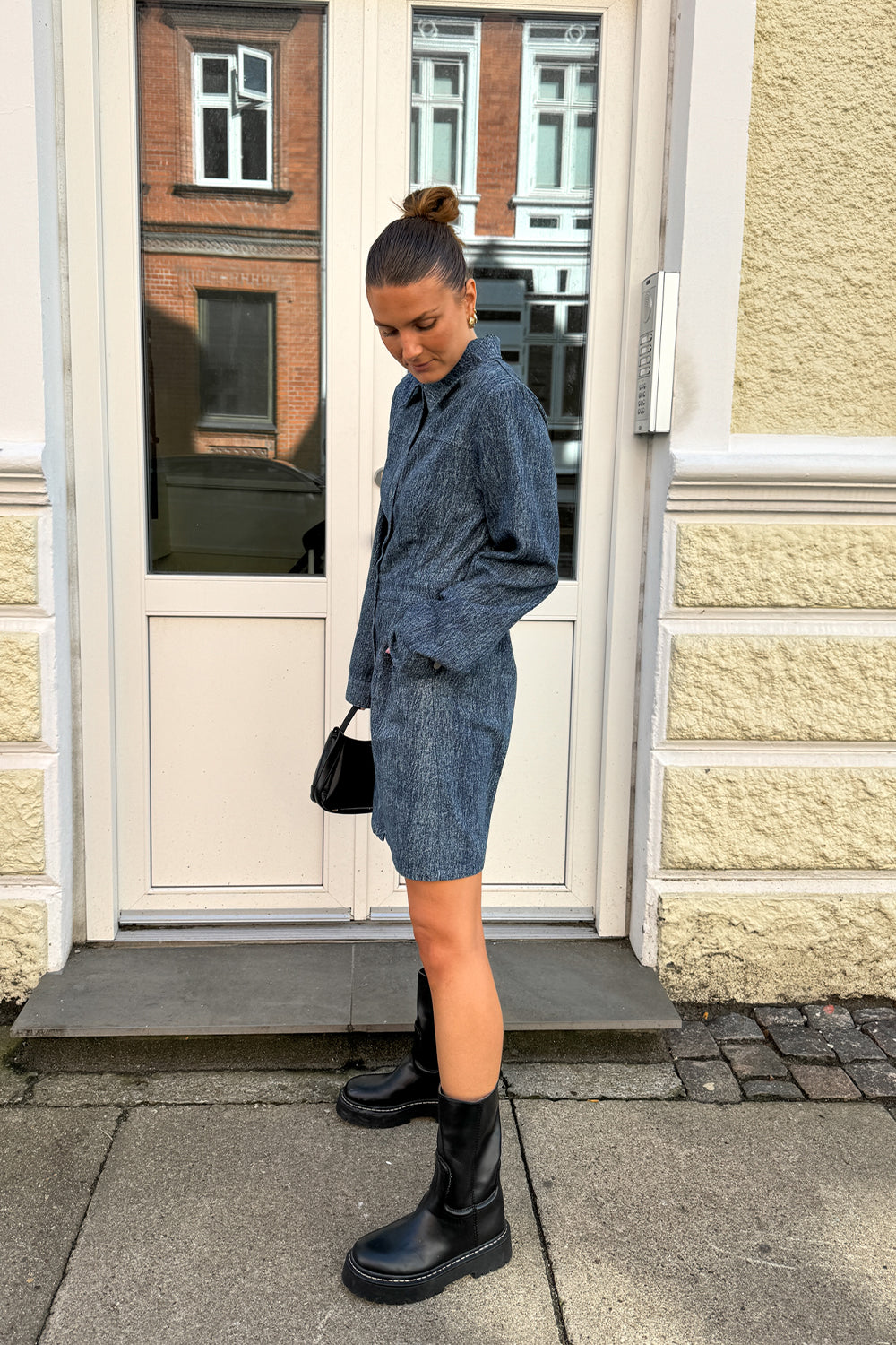 Benita Ls Dress Blue Snow Wash