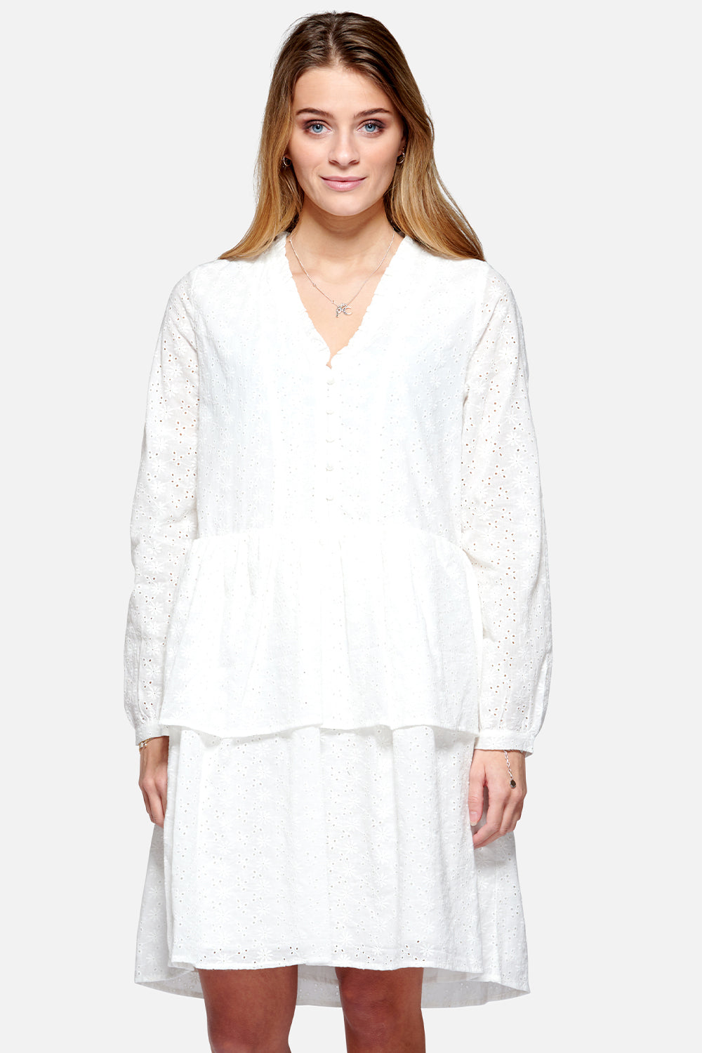 Bille Dress Cotton Embrodery White