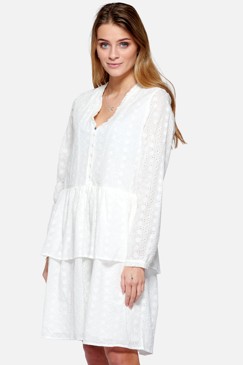Bille Dress Cotton Embrodery White