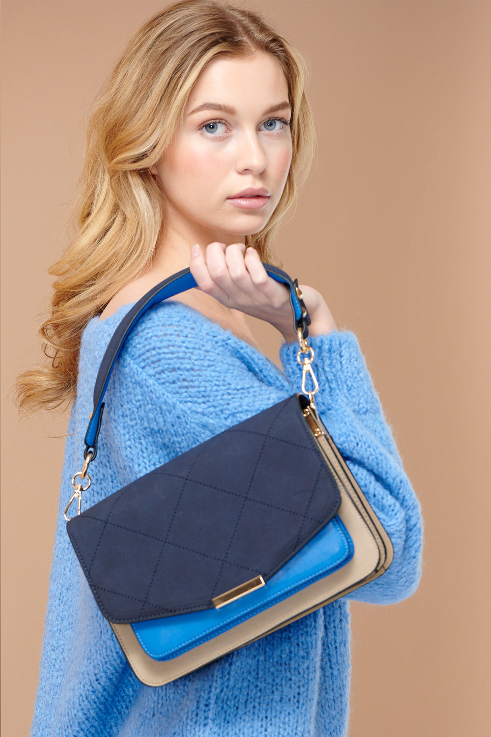 Blanca Multi Compartment Bag Navy/Sand/Blue