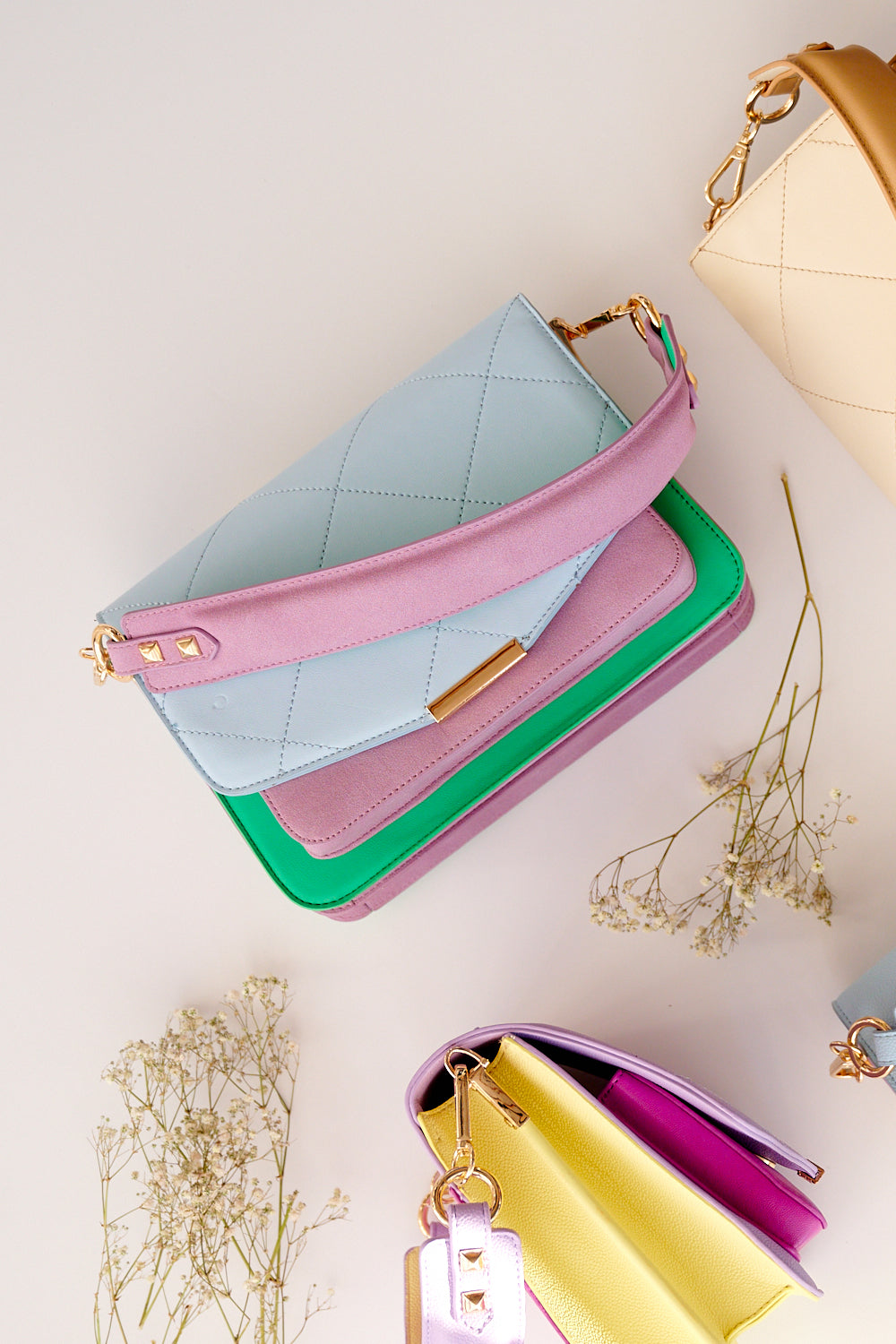 Blanca Multi Compartment Bag Lightblue/Green/Lilac Mix