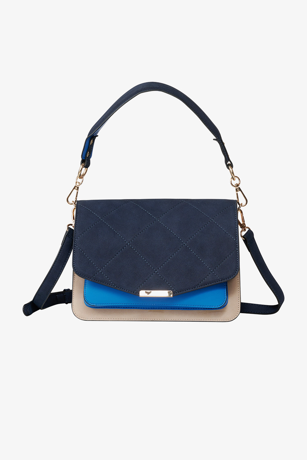 Noellas Blanca Multi Compartment Bag Navy/Sand/Blue. Køb Tasker hos www.noellafashion.dk