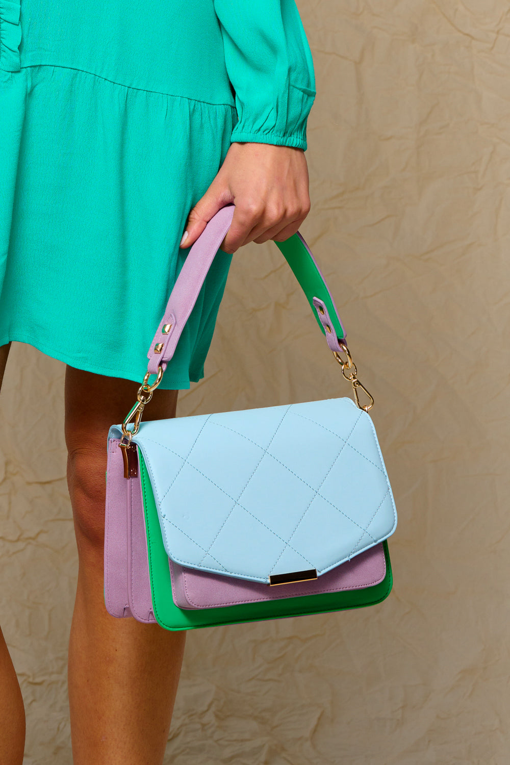 Blanca Multi Compartment Bag Lightblue/Green/Lilac Mix