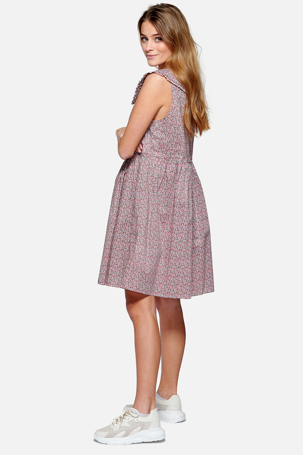 Cilla Dress Cotton Poplin Pink Flower