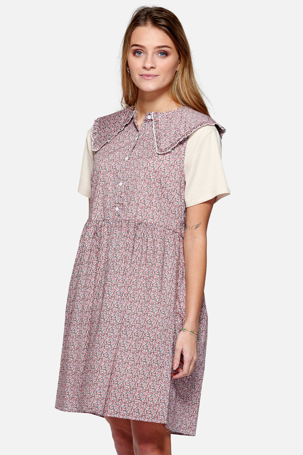 Cilla Dress Cotton Poplin Pink Flower