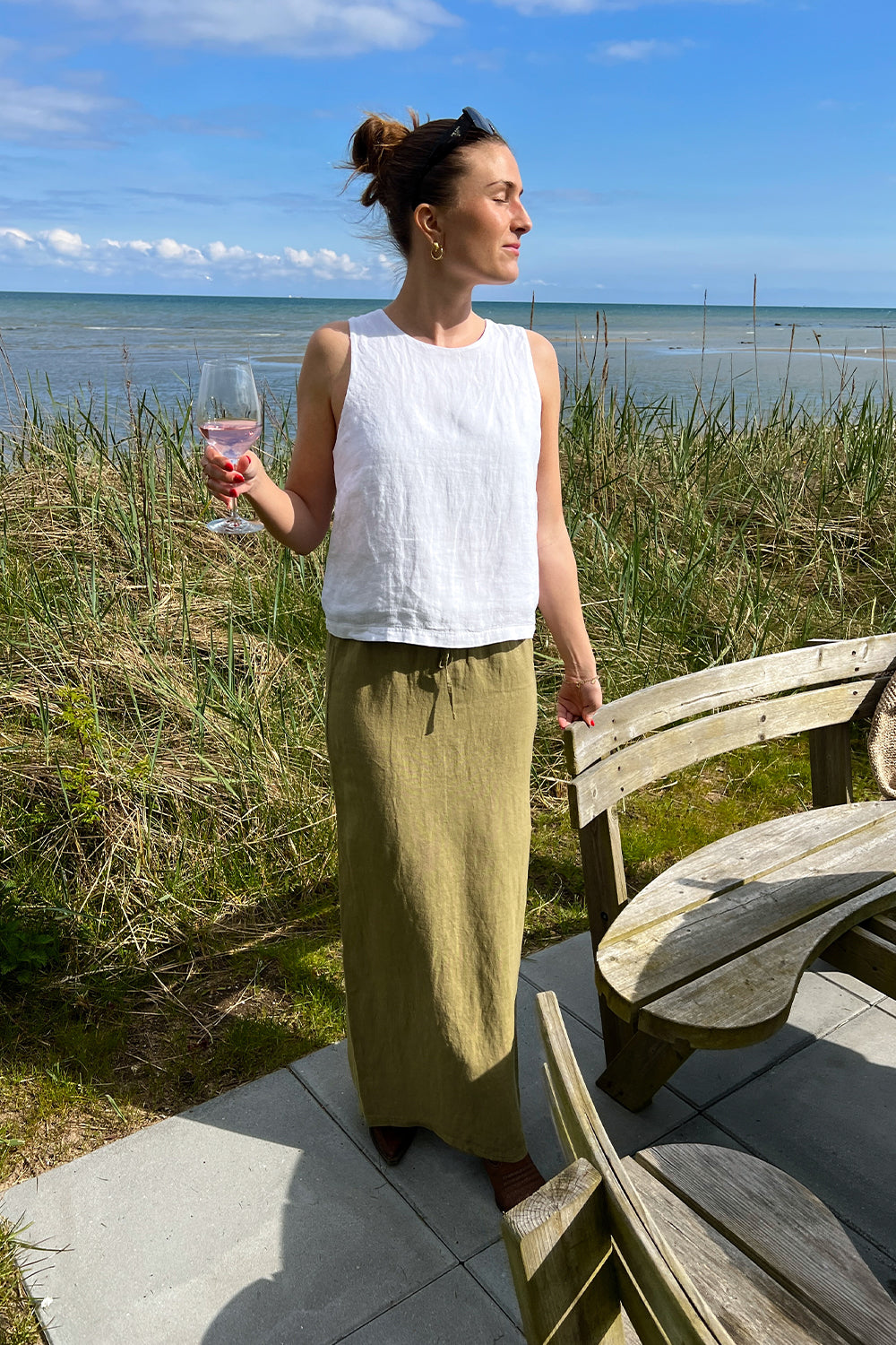 Samira Linen Skirt Khaki