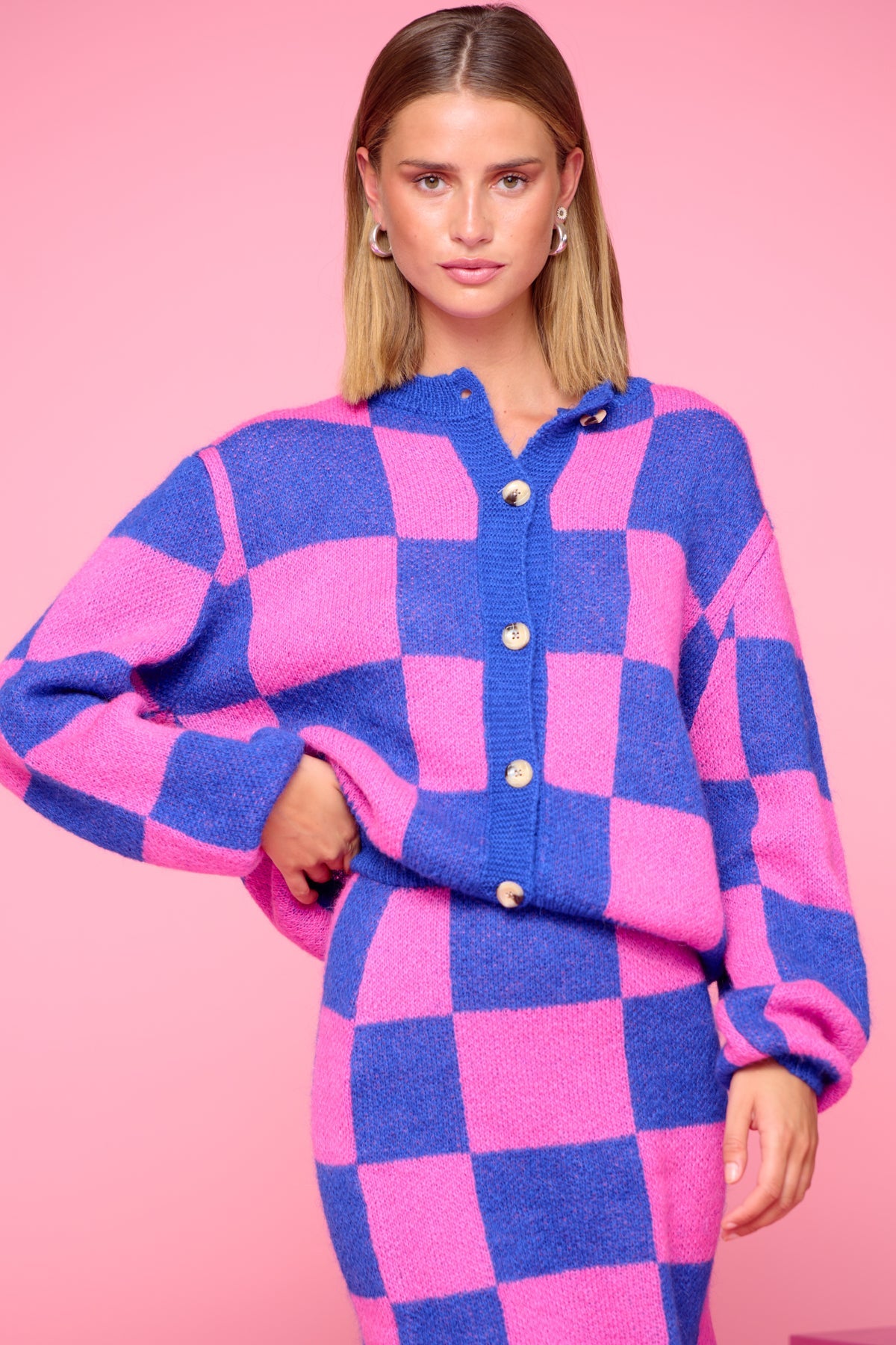 Noellas Kiana Knit Cardigan Pink/Blue Mix. Køb Cardigans hos www.noellafashion.dk