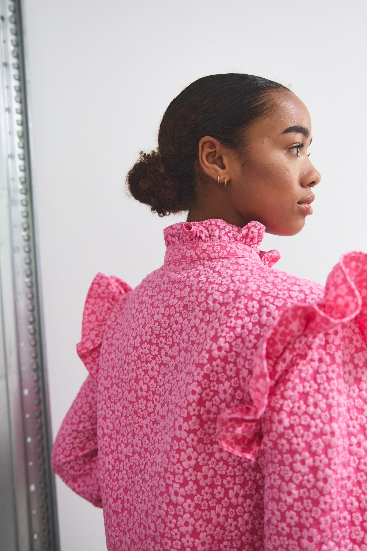 Reno Ruby Ruffle Blouse Bright Pink