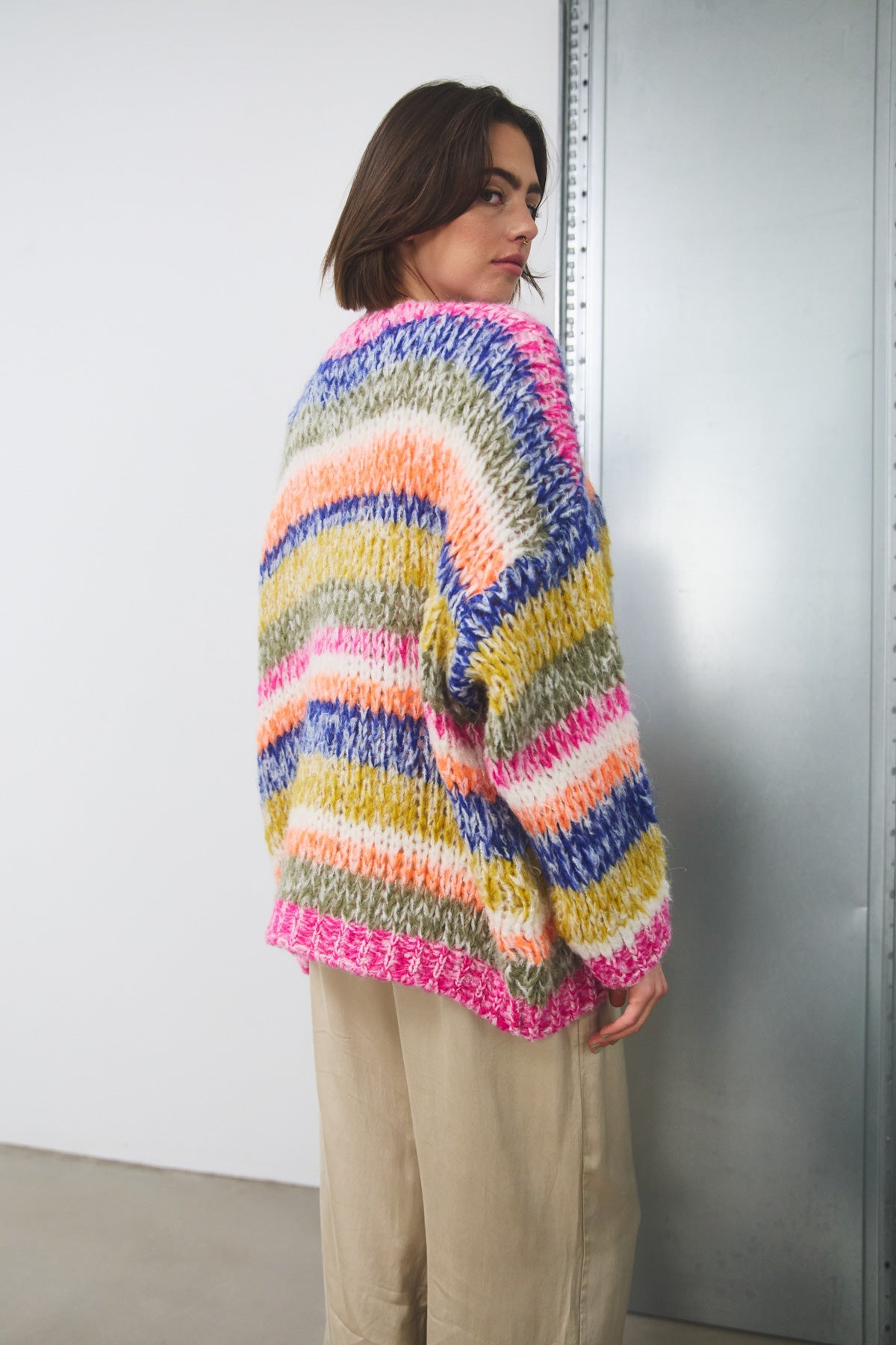 Krissa Knit Cardigan Tundra Stripe