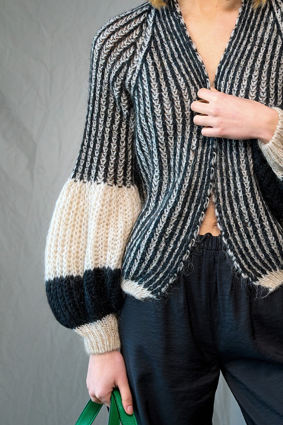 Liana Knit Cardigan Cream/black