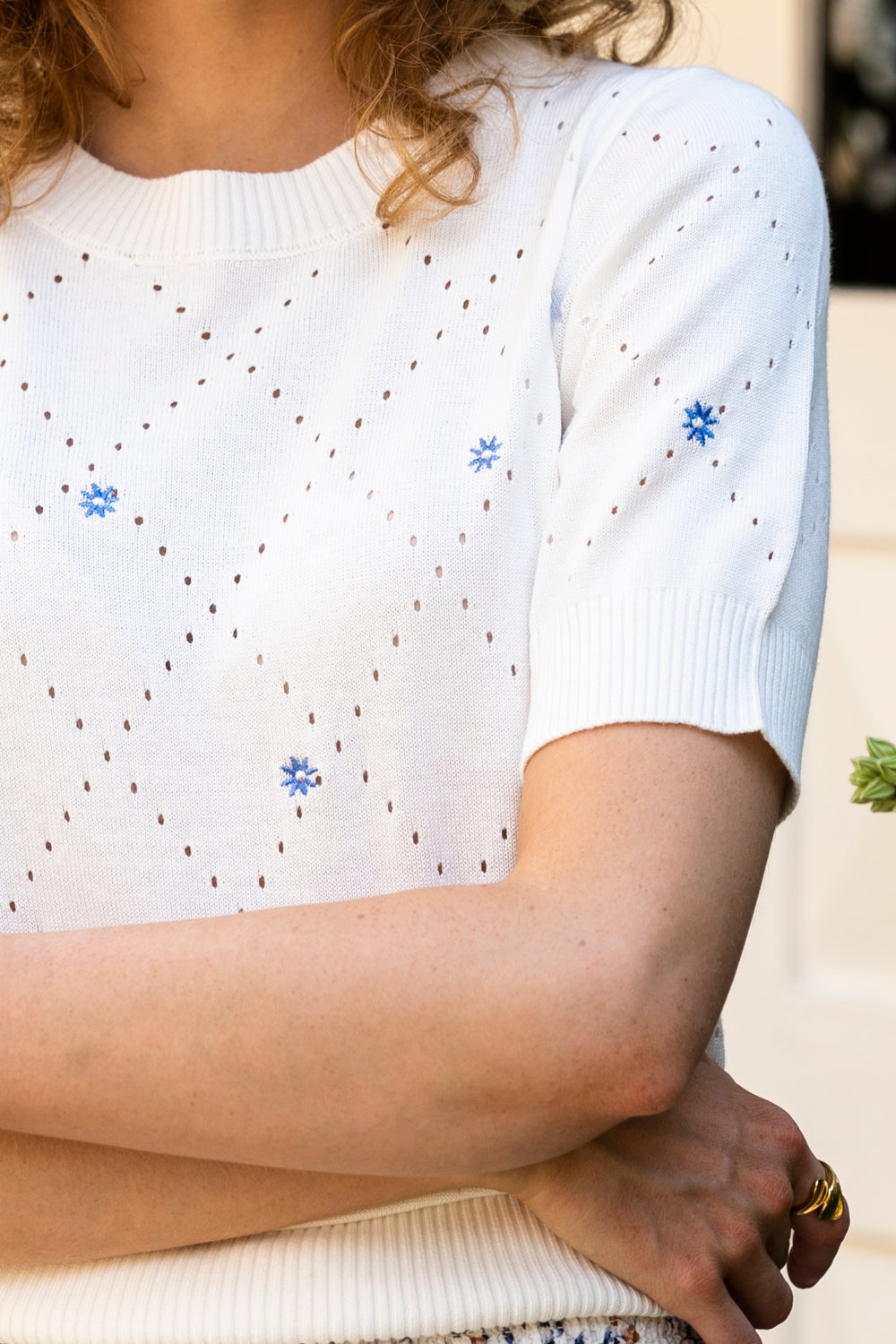 Julie Knit Jumper Offwhite/blue