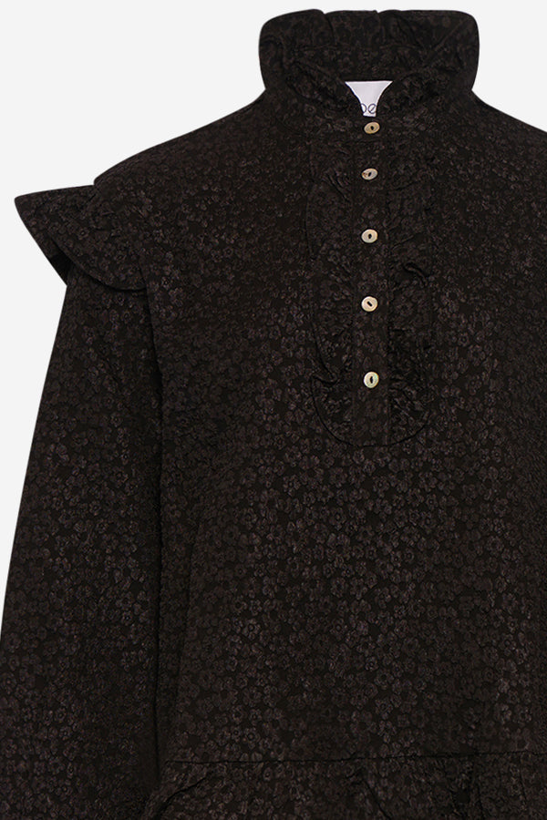Noellas Reno Ruby Ruffle Blouse Black.