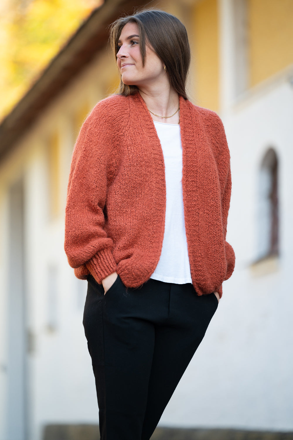 Fora Knit Cardigan Deep Orange