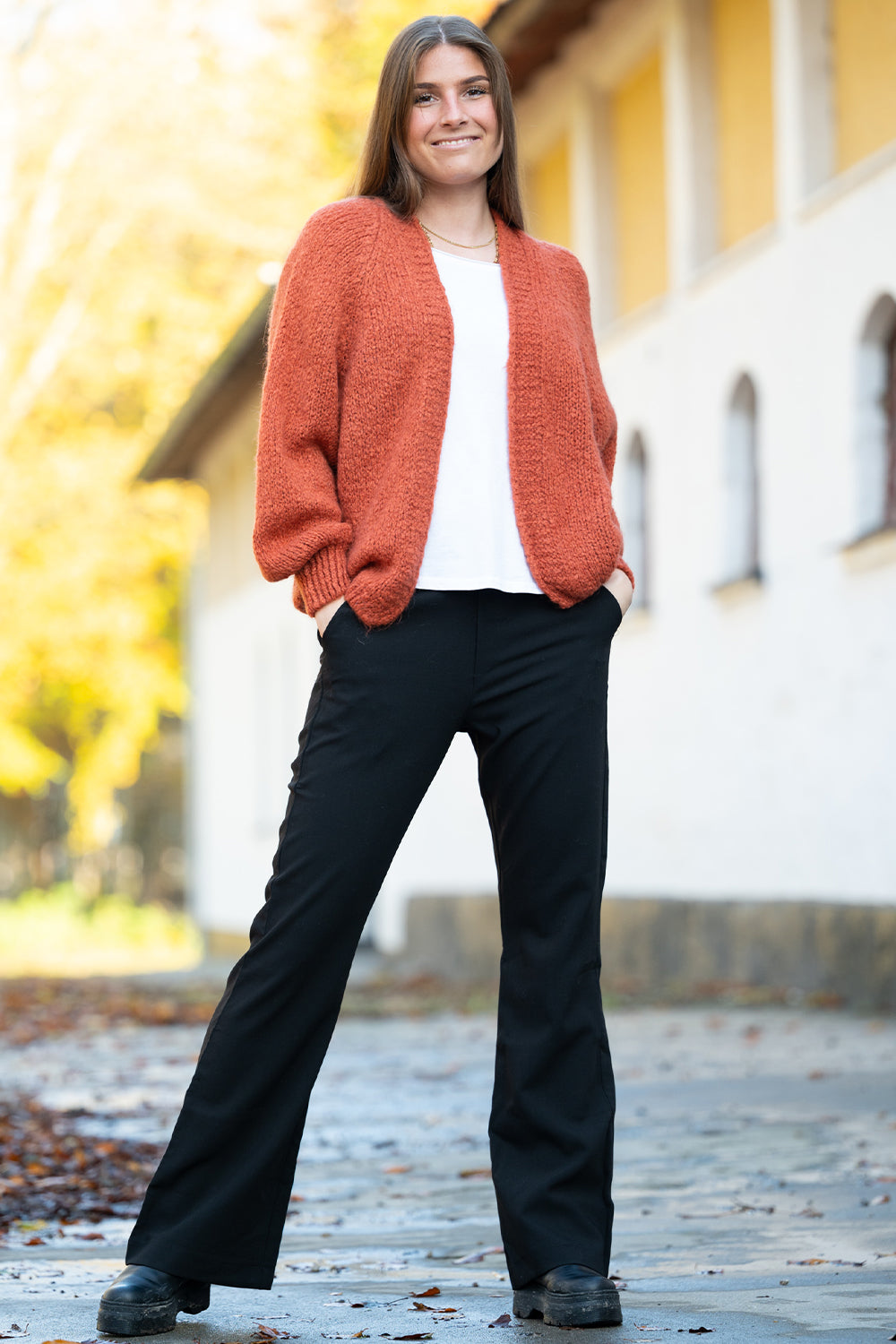 Fora Knit Cardigan Deep Orange