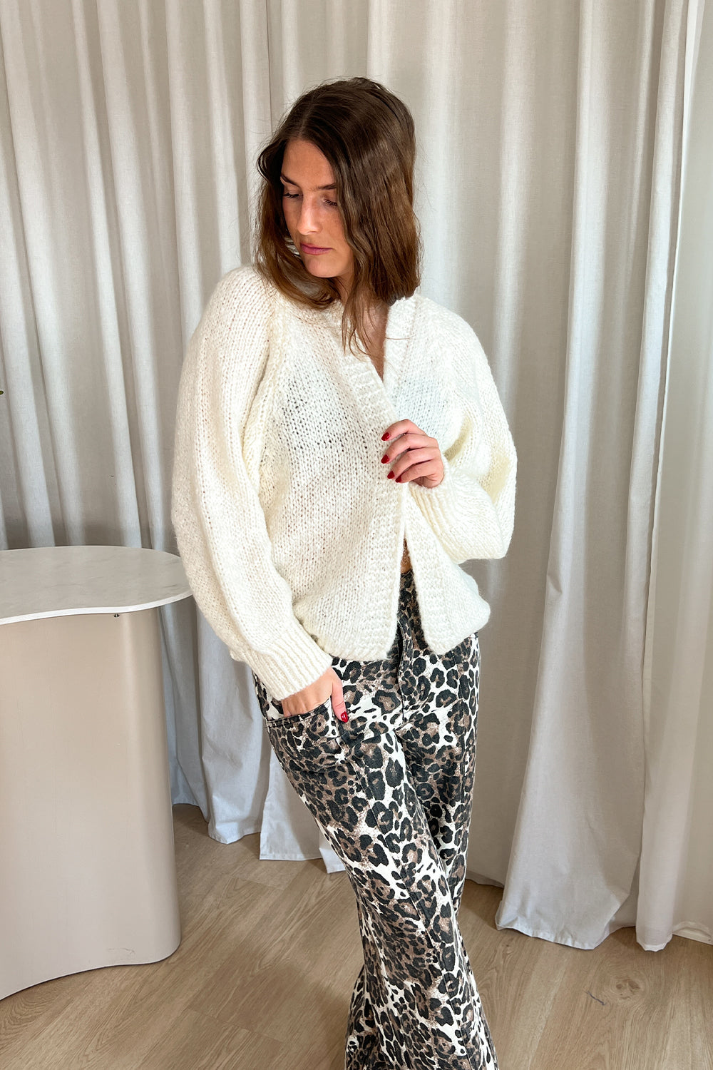 Fora Knit Cardigan White