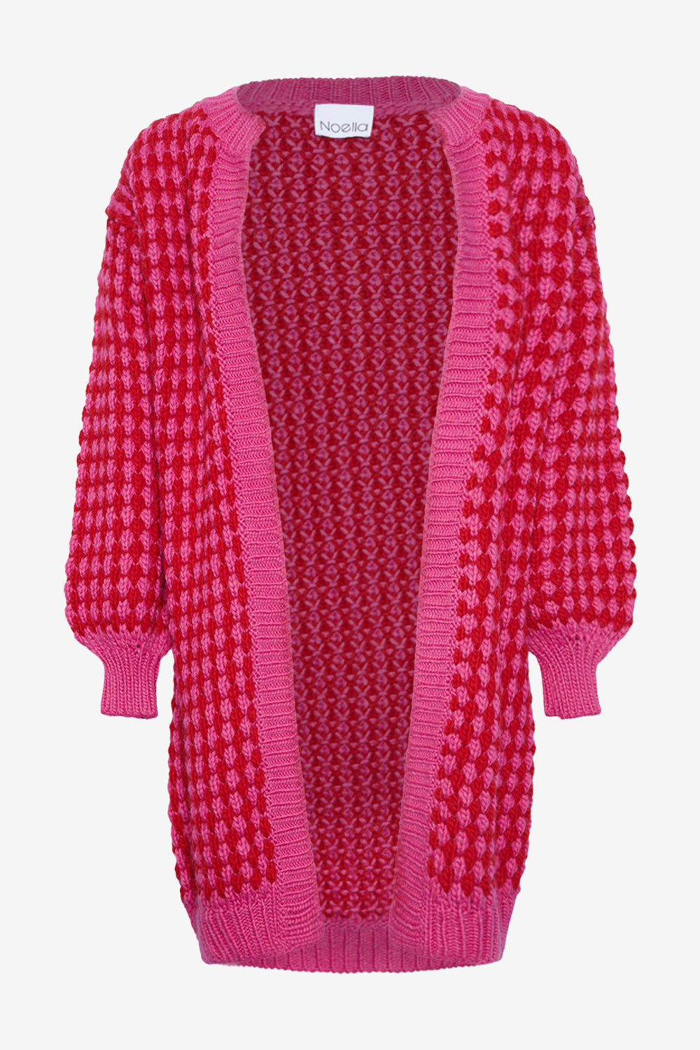 Noellas Gio Knit Cardigan Pink Red Mix. Køb Cardigans hos www.noellafashion.dk