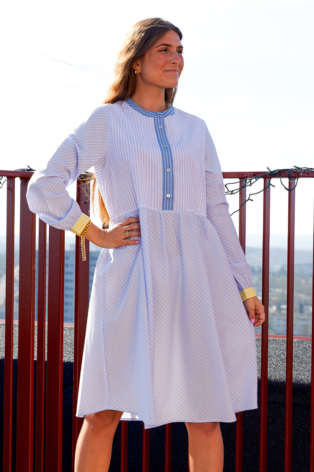 Jennifer Dress Cotton Stripe Mix