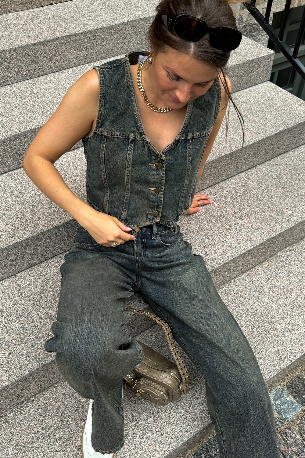 Judith Vest Worn Blue Wash