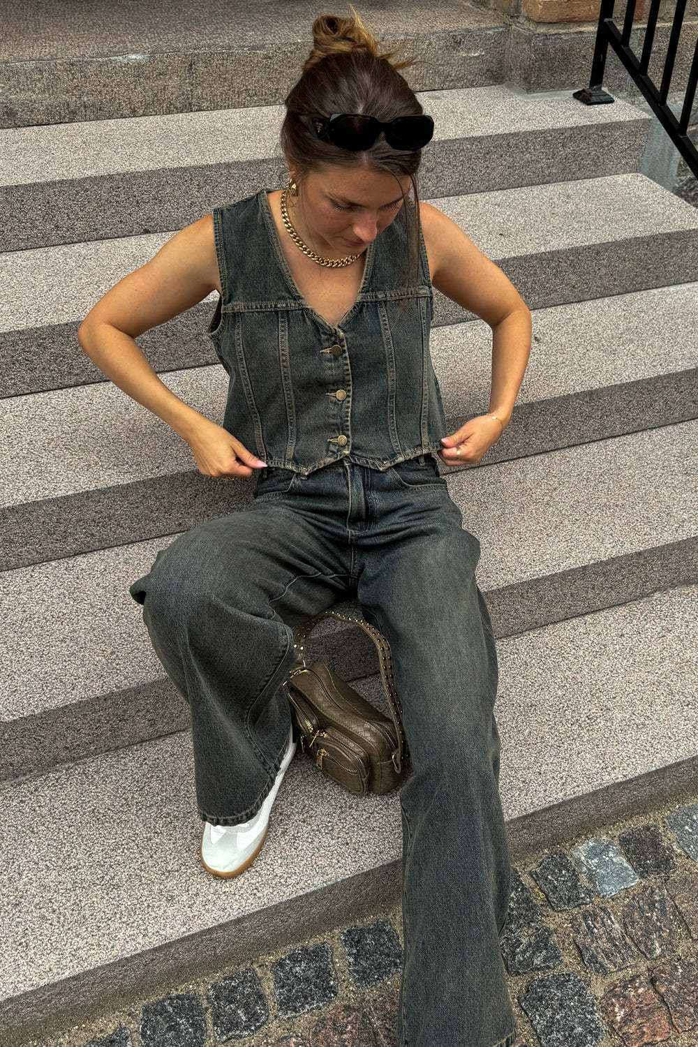 Judith Vest Worn Blue Wash