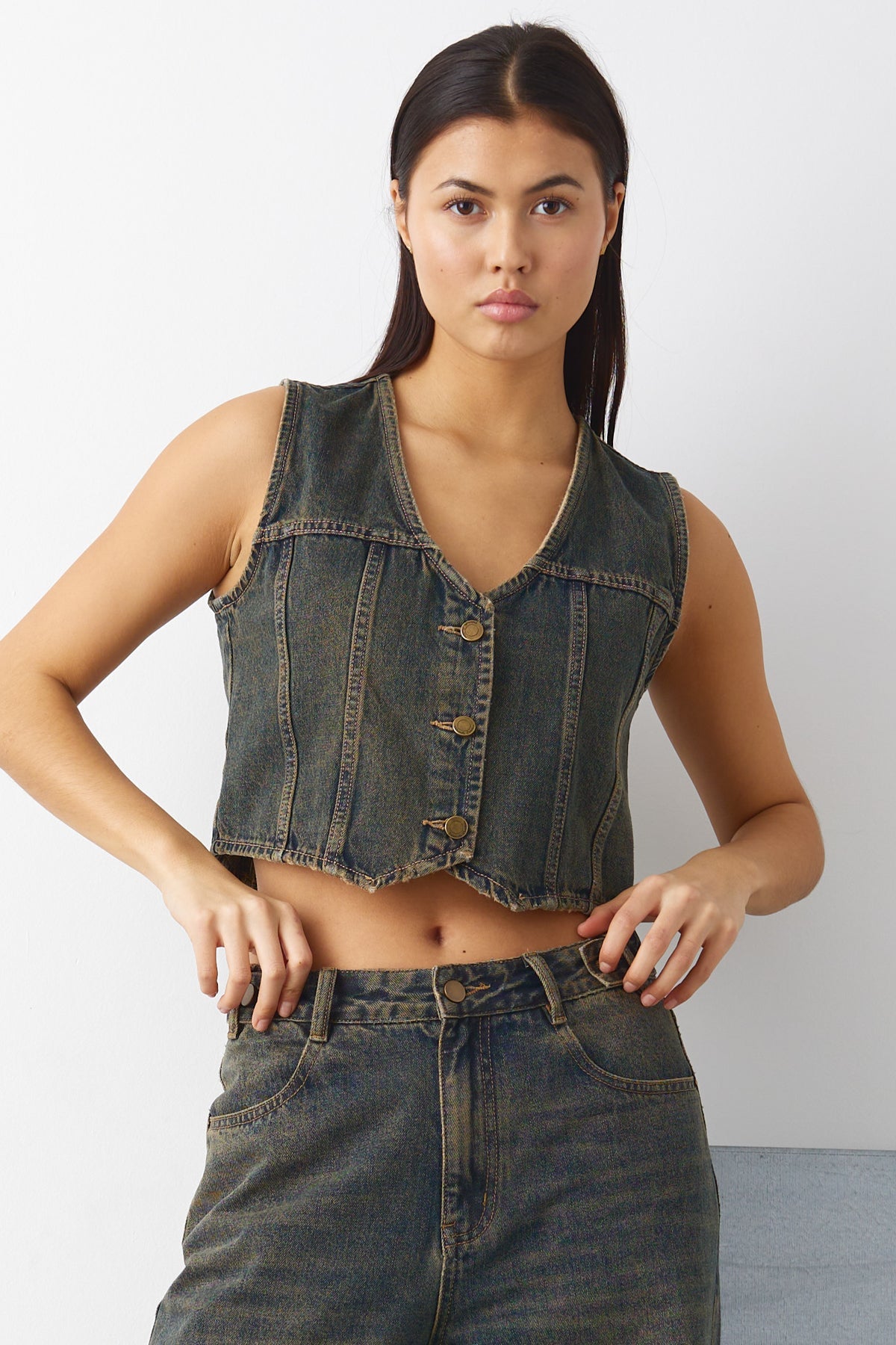 Judith Vest Worn Blue Wash