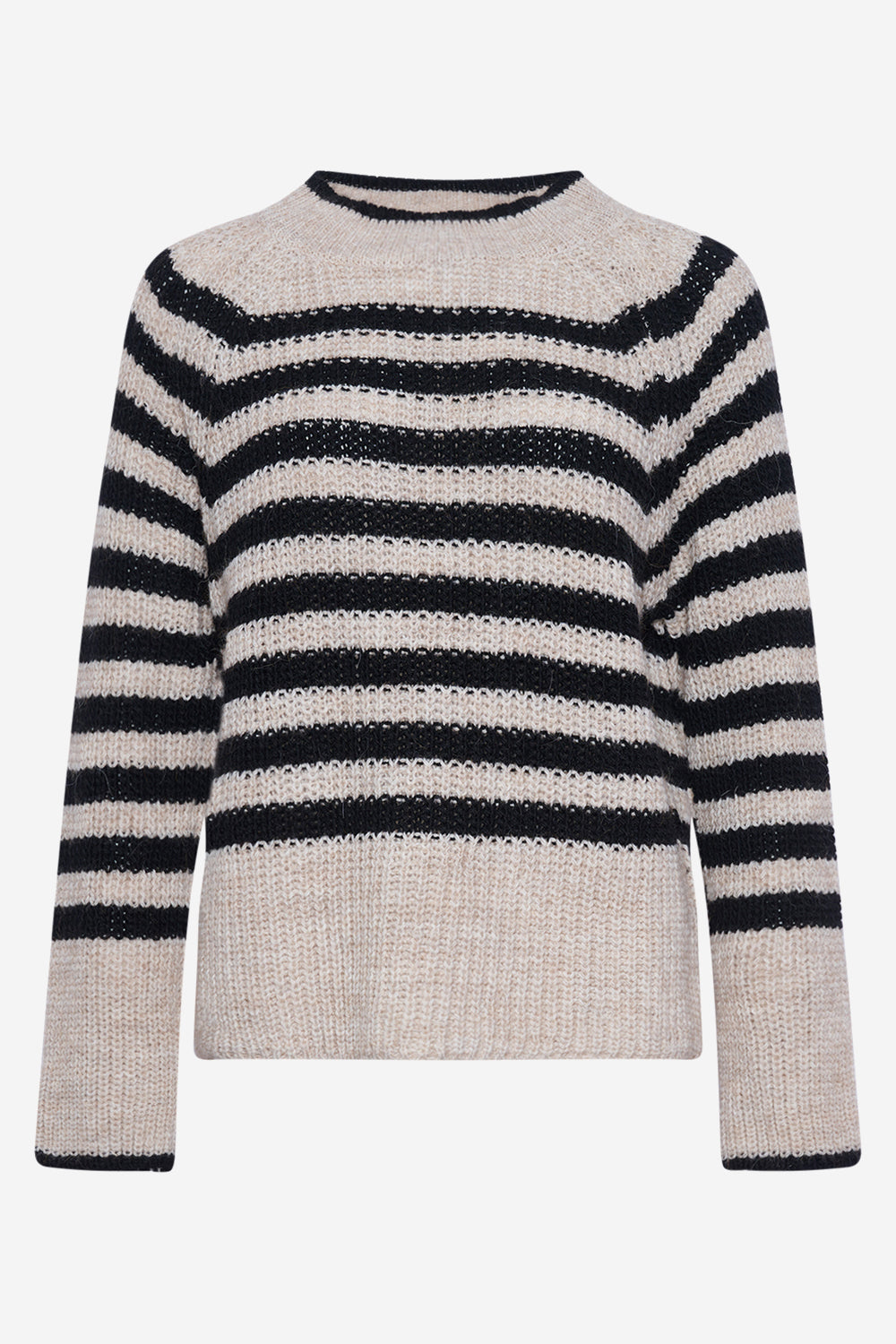 Noellas Juliette Knit Black/Sugar Stripe. Køb Striktrøjer hos www.noellafashion.dk