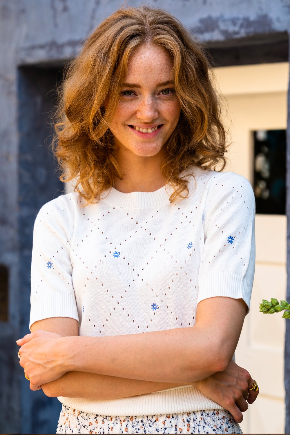 Julie Knit Jumper Offwhite/blue