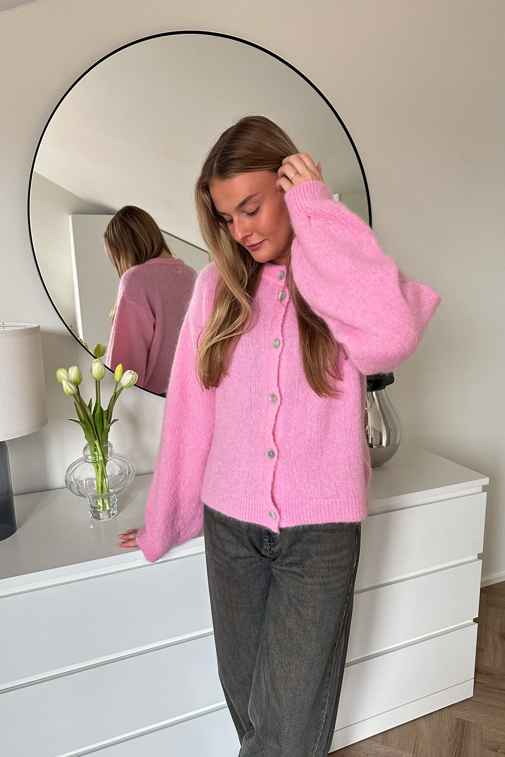 Noellas Kae Knit Cardigan Blush.