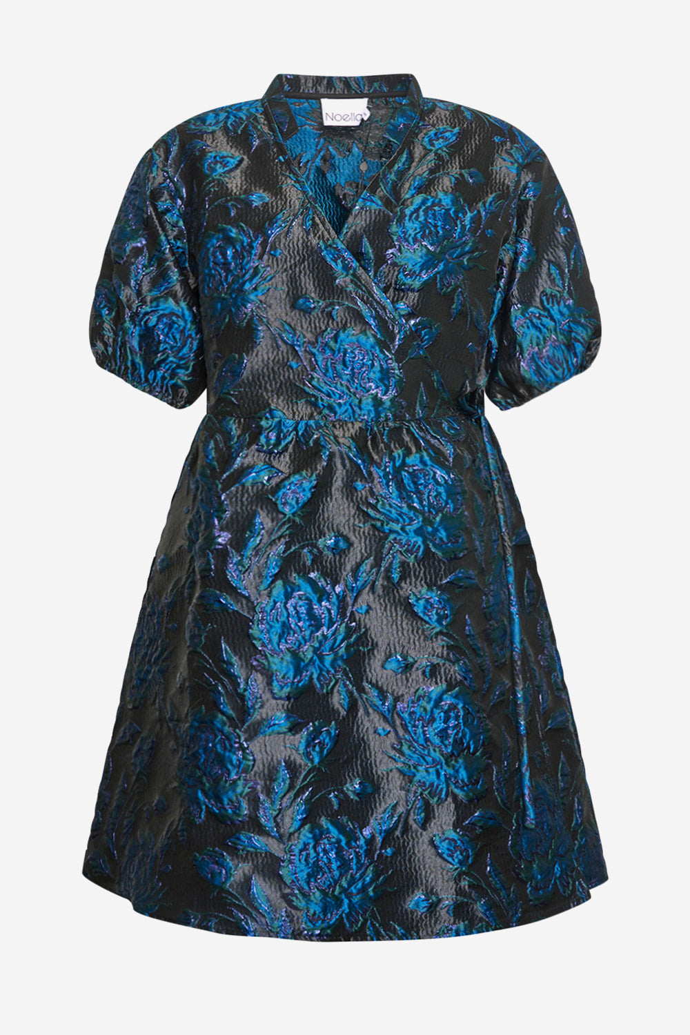Noellas Kai Aya Wrap Dress Ocean Blue Mix. Køb Kjoler hos www.noellafashion.dk