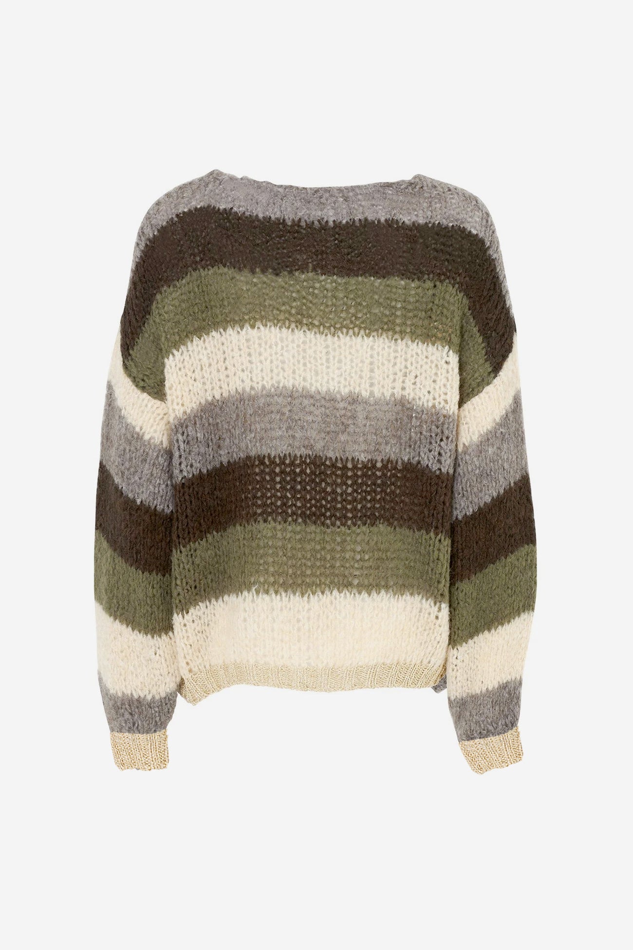 Kala Knit Cardigan Wool Light nature/olive stripes