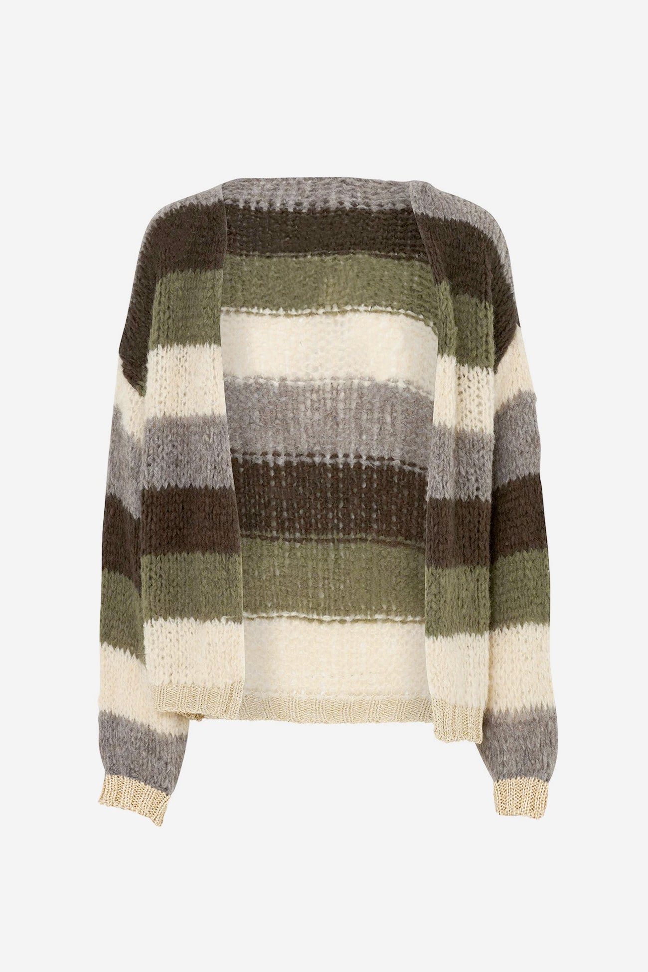 Kala Knit Cardigan Wool Light nature/olive stripes