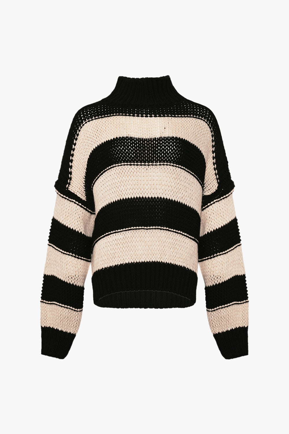 Noellas Kath Knit Black Ivory Stripe. Køb Striktrøjer hos www.noellafashion.dk