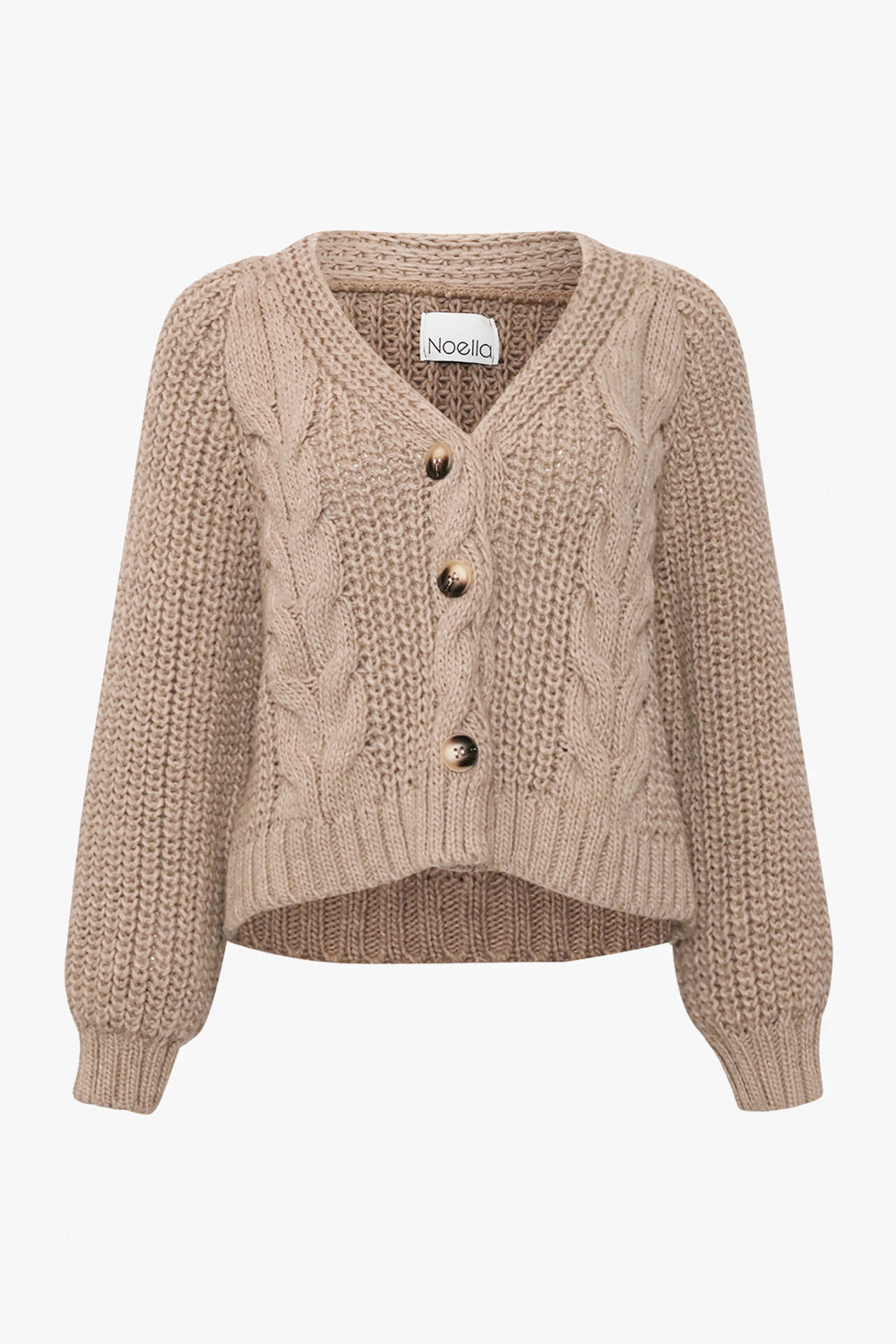 Noellas Kini Knit Sand. Køb Cardigans hos www.noellafashion.dk