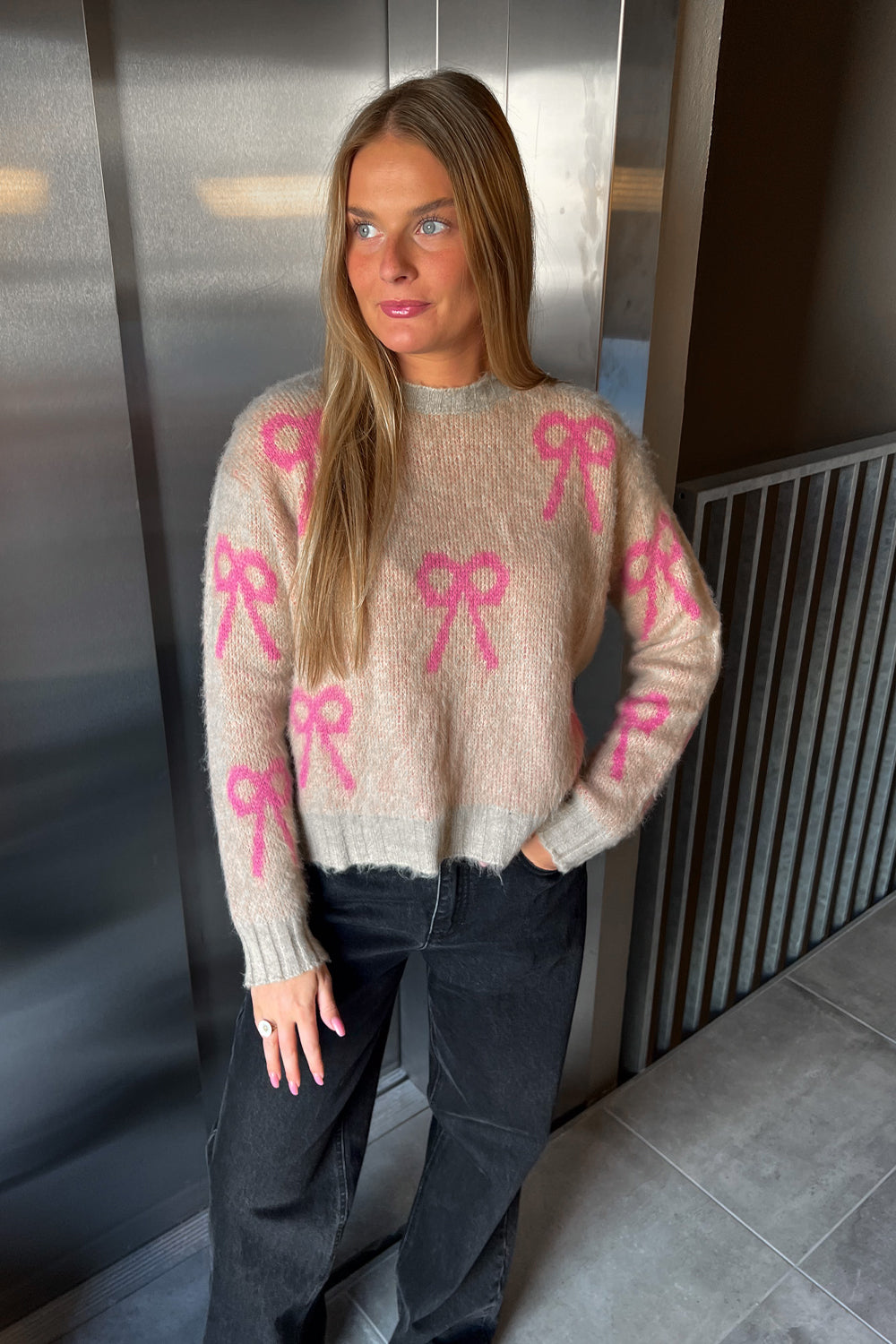 Lena Knit Pink Beige Combo