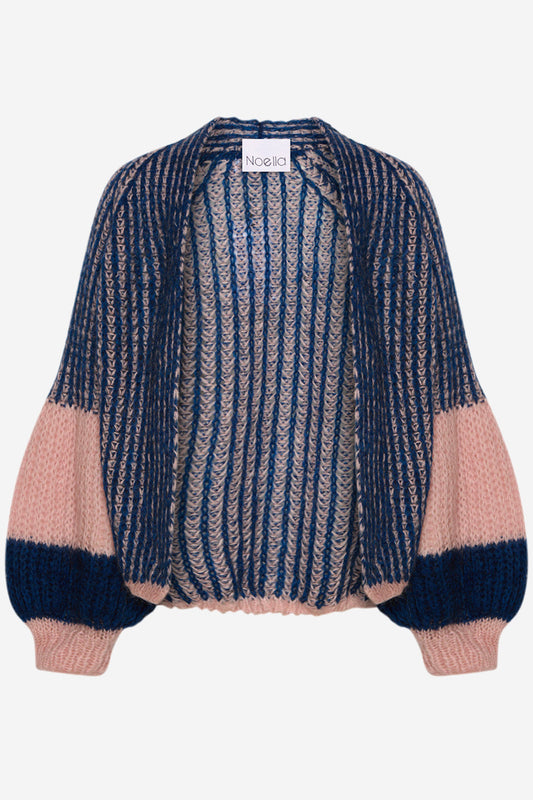 Noellas Liana Knit Cardigan Rose/Navy. Køb Cardigans hos www.noellafashion.dk